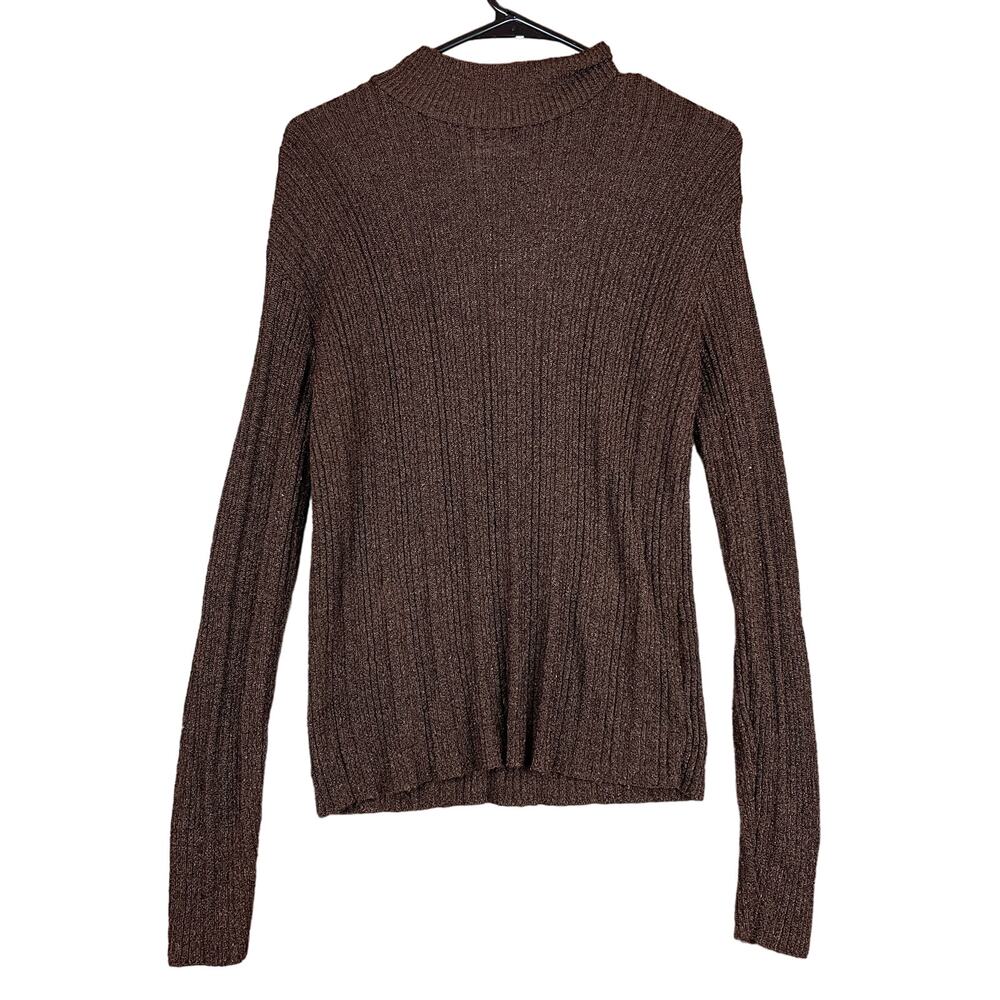 Vintage 955 Originals Womens Sweater Brown Mock Neck Long Sleeve Super Stretch L